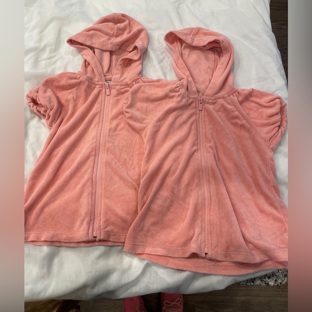 Old Navy Hooded Zip Swim Cover-Up for girl twins, 18-24 months